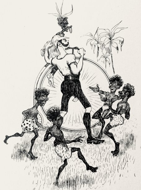 在非洲骑自行车的快乐，当地人在旁边跳舞图片下载