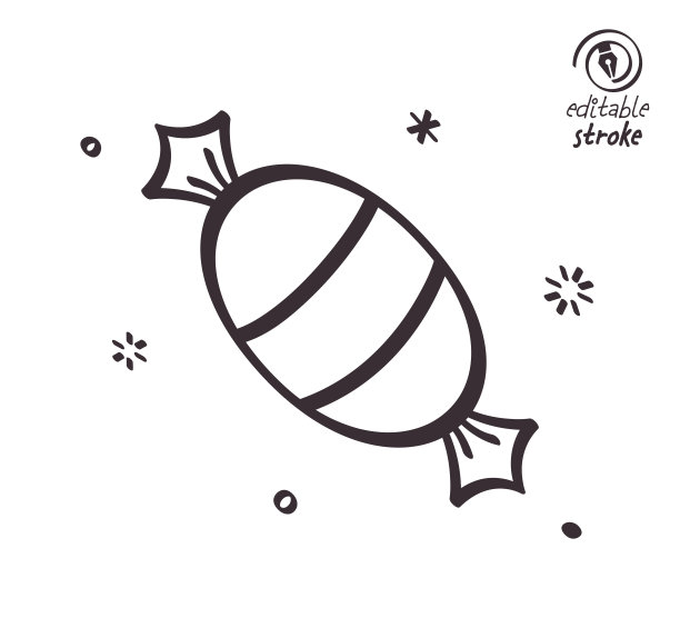 糖果行业俏皮线条插图图片下载