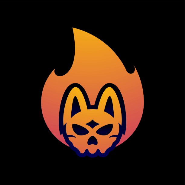 矢量插图骷髅猫渐变彩色风格图片下载