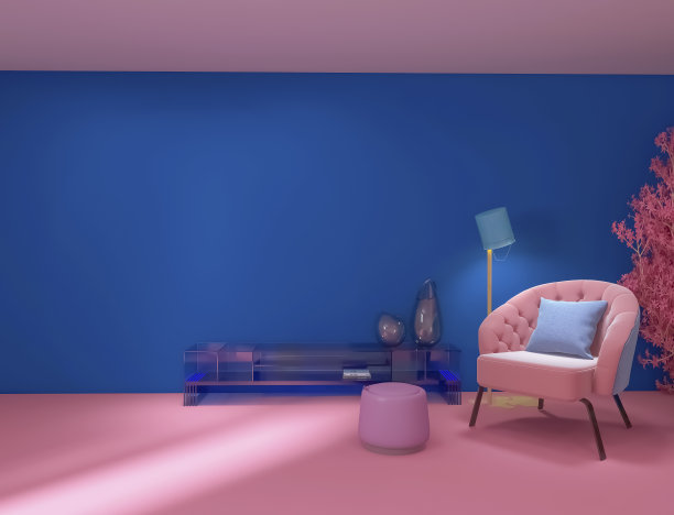 创意客厅室内3d渲染，3d插图图片下载