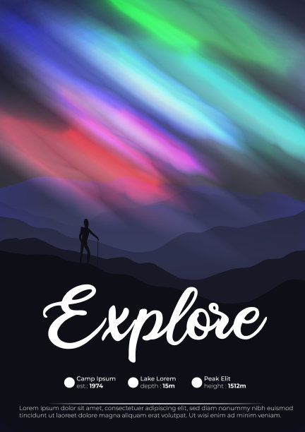 夜晚伴着极光、北极光探险探险图片下载