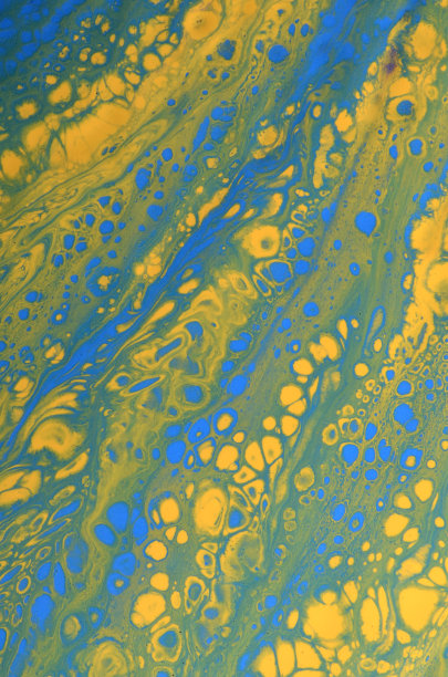 抽象艺术背景蓝色与黄色细胞图片下载