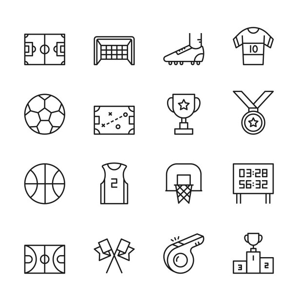 足球和篮球线图标图片下载