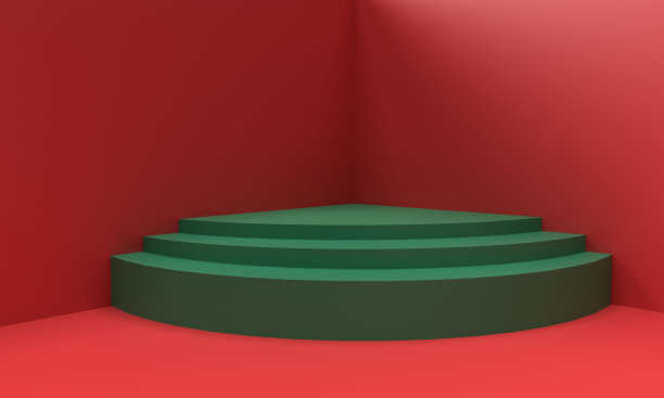 绿色台阶讲台展示展示红粉色橙色背景壁纸空白广告产品营销节日庆典圣诞快乐新年快乐2024展示舞台图片下载