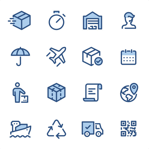 物流-完美像素蓝色线条图标图片下载