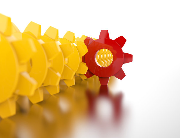 红色齿轮，领导理念图片下载