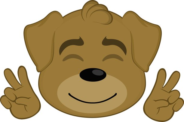 矢量插图脸狗手势手爱和和平或v胜利图片下载