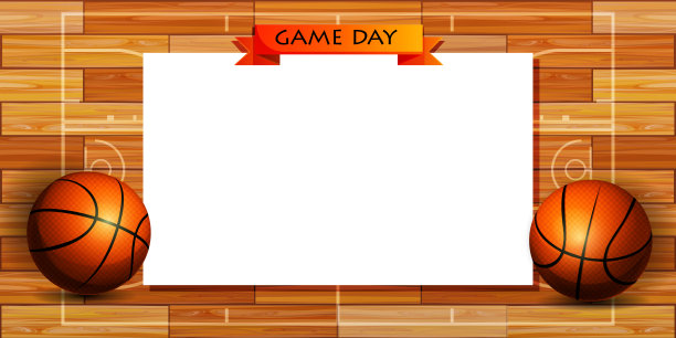 卡通风格的团队竞赛、运动和胜利概念。篮球场地背景的篮球和文字空间。图片下载