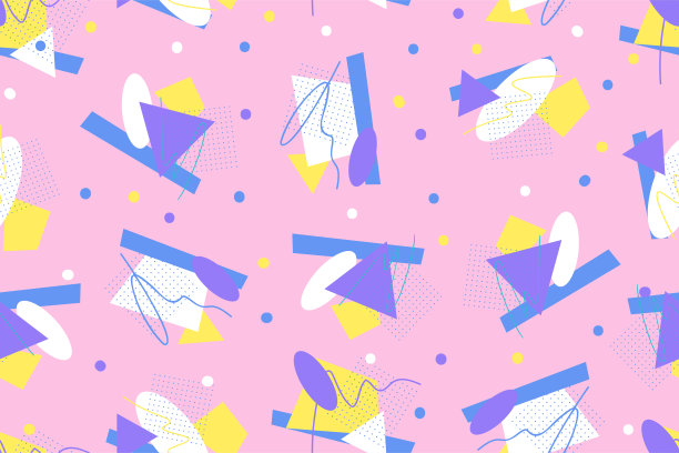 90年代无缝图案彩色风格复古背景或复古80年代壁纸vector_146图片下载