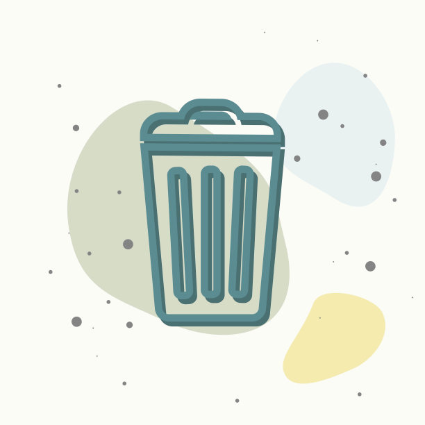 集装箱回收垃圾标志隔离。本公寓图标。平面图像垃圾桶彩色背景。图片下载