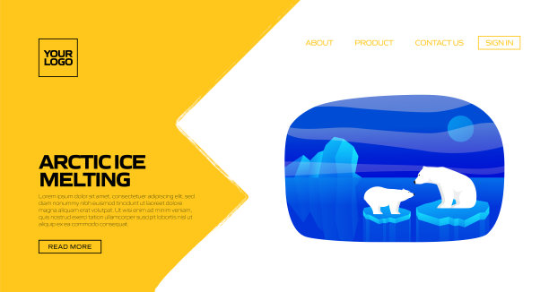 北极融冰概念矢量插图登陆页面模板，网站横幅，广告和营销材料，在线广告，业务演示等。图片下载