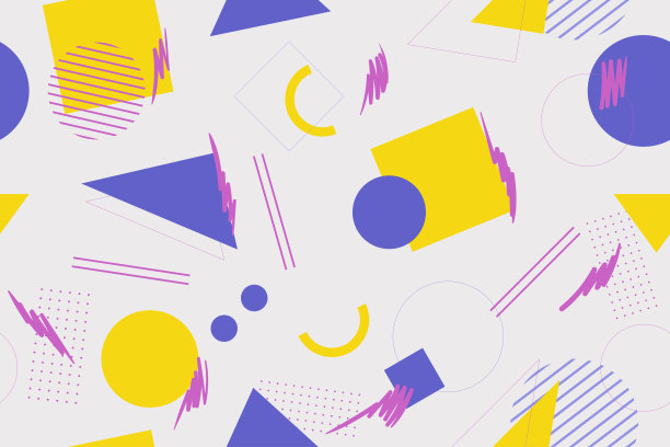 90年代无缝图案彩色风格复古背景或复古80年代壁纸vector_98图片下载