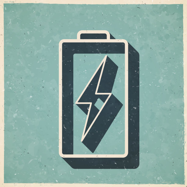 电池充电。图标复古复古风格-旧纹理纸图片下载
