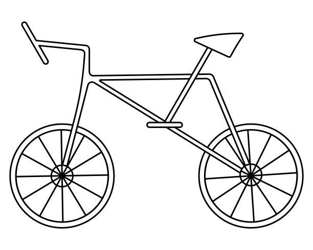 自行车。草图。带有方向盘、踏板和轮子的运动器材。涂鸦风格。图片下载
