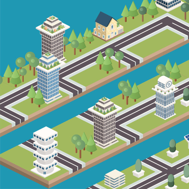 等距模块化城市瓷砖图片下载