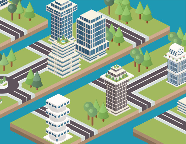 等距模块化城市瓷砖图片下载