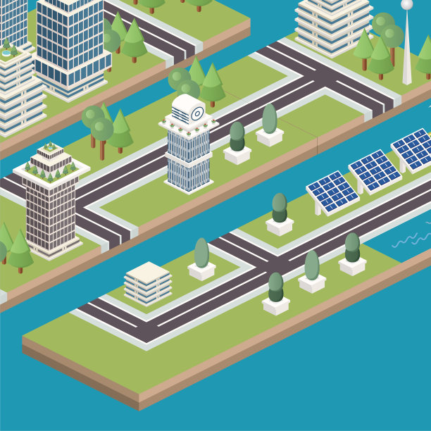 等距模块化城市瓷砖图片下载