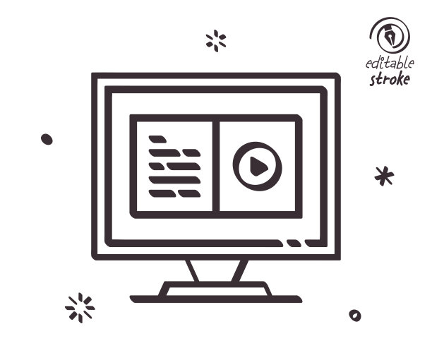 俏皮线条插图的视频和音频课程图片下载