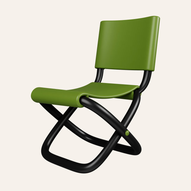3d野营椅。露营、远足、夏令营、旅游、旅行等要素。图标孤立在白色背景。3d渲染图。剪切路径。图片下载