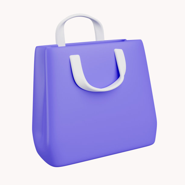 3D购物袋隔离的背景与促进。网上购物的概念。旗帜模板。卡通插图。三维渲染图片下载