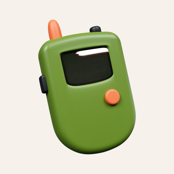 三维无线电通信。露营、远足、夏令营、旅游、旅行等要素。图标孤立在白色背景。3d渲染图。剪切路径。图片下载