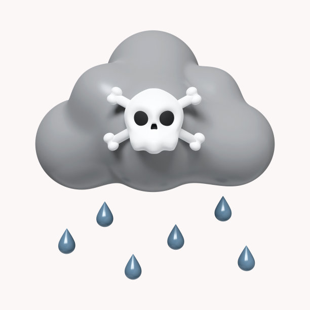 3d酸雨。有毒空气污染对环境的影响。极简主义的概念。图标孤立在白色背景。3d渲染图。剪切部分。图片下载