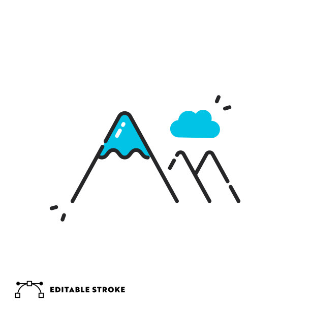 带有可编辑笔触的山平线图标图片下载