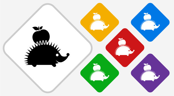 刺猬颜色钻石矢量图标图片下载