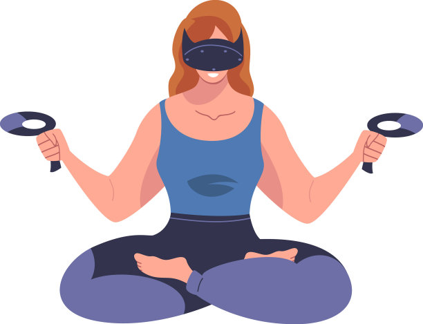 增强现实与女性角色坐在一起图片下载