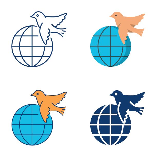 和平鸽飞过地球图标集图片下载