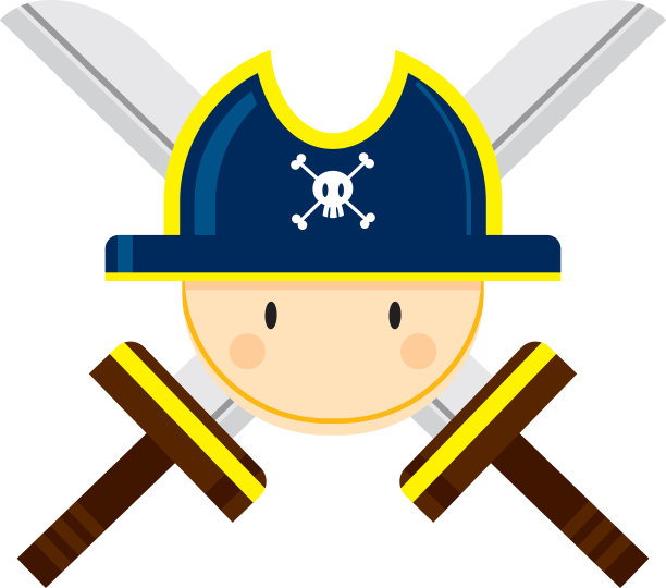 可爱的卡通海盗船长与剑图片下载