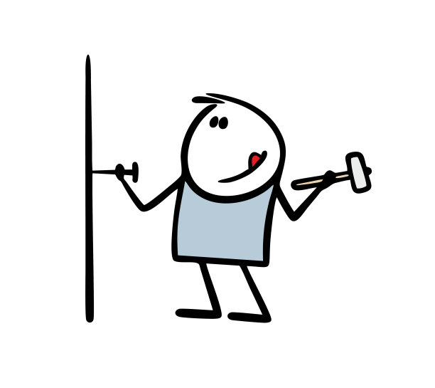 勤奋的木工修理、建造、钉钉子。矢量插图的主人或学徒木匠或木匠。图片下载