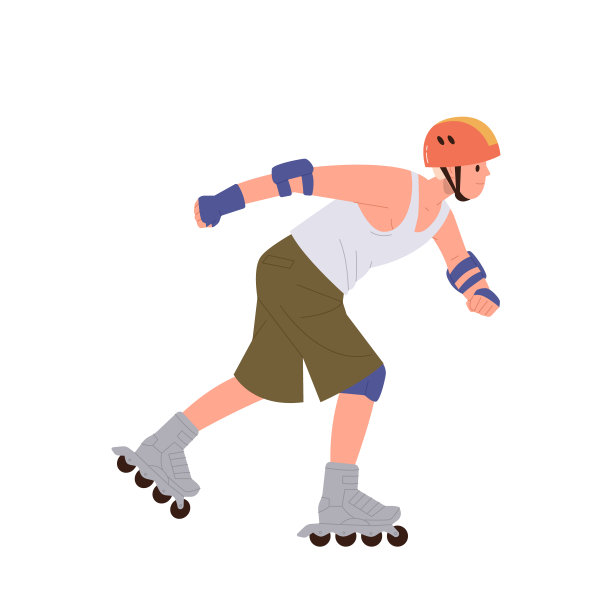 年轻的少年男子戴着头盔和防护装备轮滑孤立的白色背景图片下载