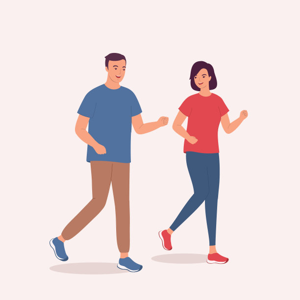 一对情侣一起跑步。图片下载