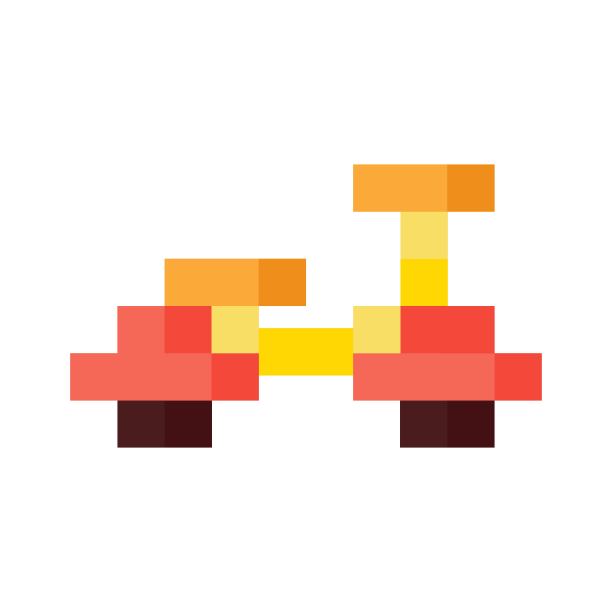 像素艺术中的滑板车交付图标。白色背景。设计网站，游戏和应用程序。矢量插图图片下载