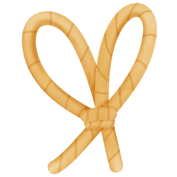 在白色背景上绘制的棕色绳子，用作插图和装饰元素图片下载