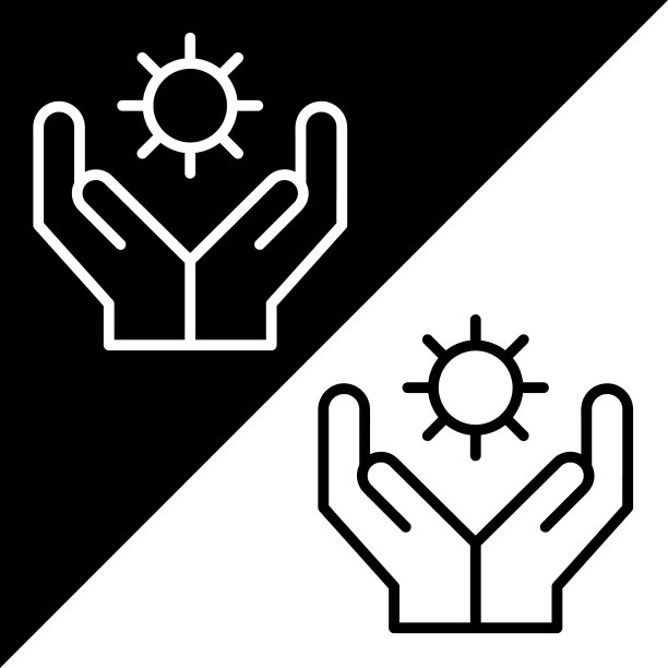 人工智能手握太阳图标。手握太阳矢量图标从人工智能收集。轮廓风格的手握太阳人工智能图标。图片下载