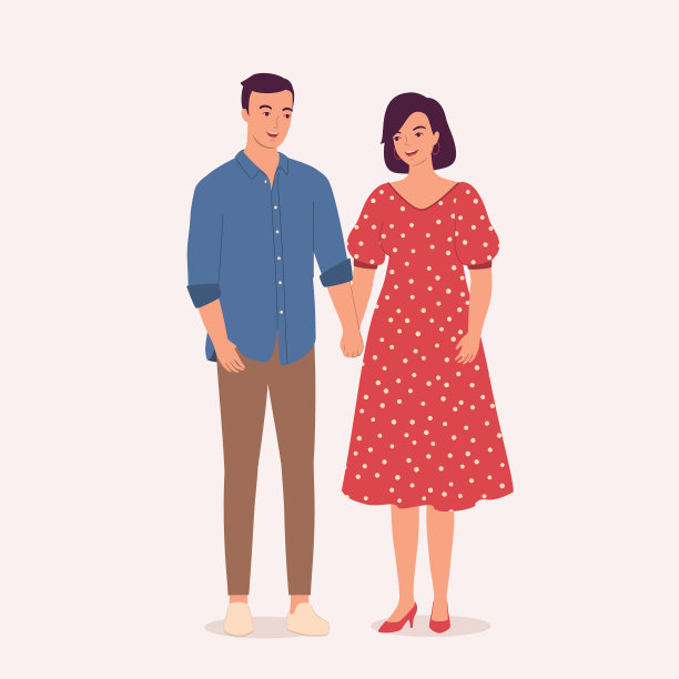 一对夫妇站在一起，手牵着手。图片下载