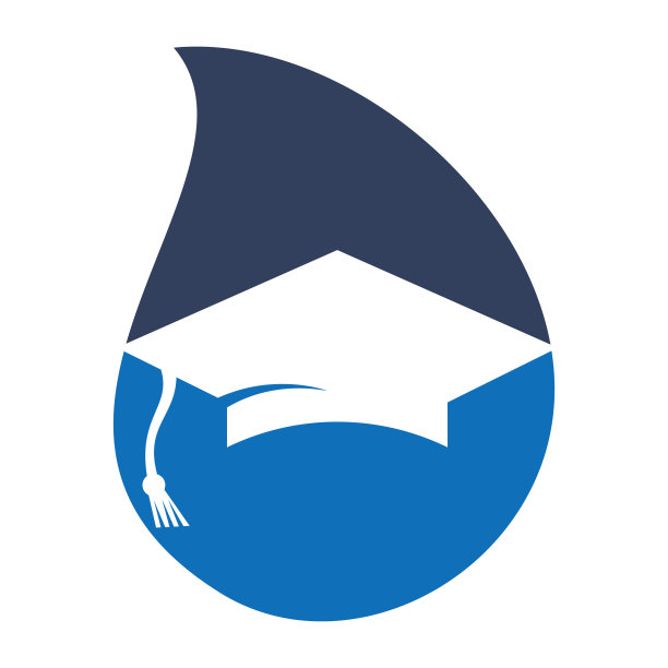 毕业帽下降形状概念矢量标志设计。图片下载