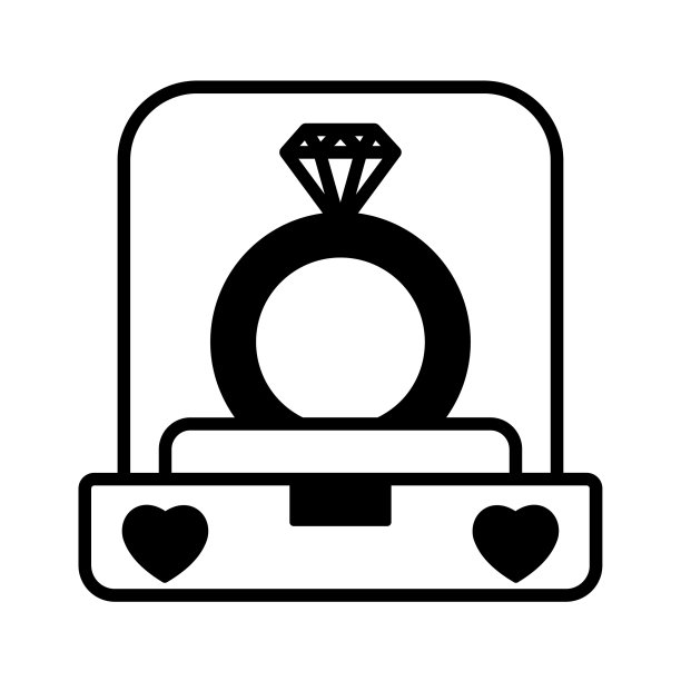 钻石戒指字形矢量图标，可以很容易地编辑或修改图片下载