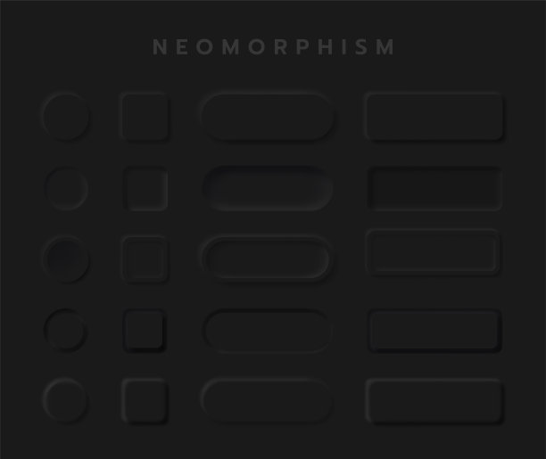 黑色按钮新形态设计元素向量集，按钮和元素的UI网页设计或应用程序的UI设计。图片下载
