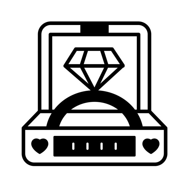 钻石戒指字形矢量图标，可以很容易地编辑或修改图片下载