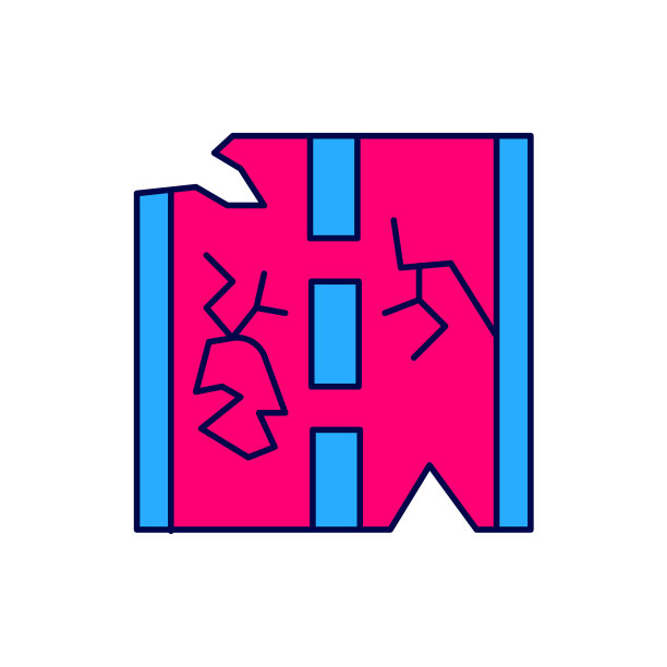 填充轮廓破碎的道路图标孤立的白色背景。向量图片下载