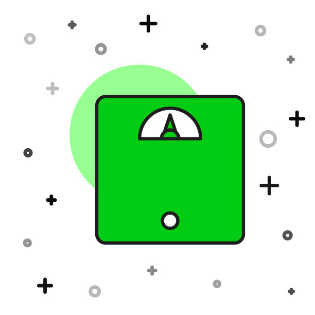 填充轮廓浴室鳞片图标孤立在白色背景。重量测量设备。体重秤健身运动概念。向量图片下载