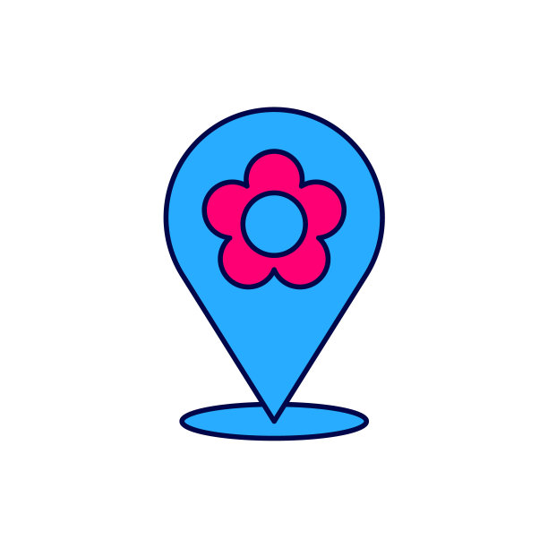 填充轮廓位置与花图标隔离在白色背景上。向量图片下载