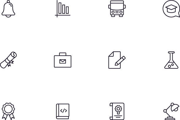 教育线图标集。收集网页设计、移动应用、UI设计等高品质标识。概述图标教育，学校，大学，学习。图片下载