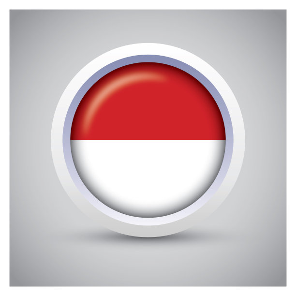 带有旗帜图标和标准颜色的白色按钮上的印度尼西亚国旗图片下载