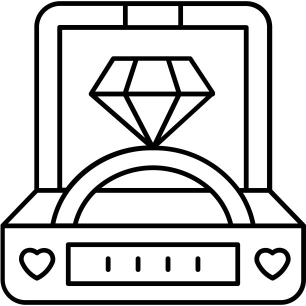 钻石戒指轮廓矢量图标，可以很容易地编辑或修改图片下载