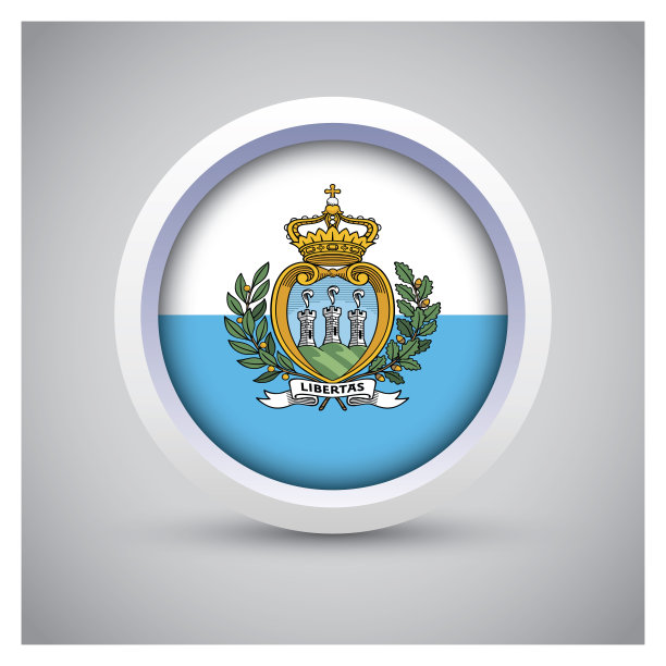 带有国旗图标的白色按钮上的圣马力诺国旗，标准颜色图片下载