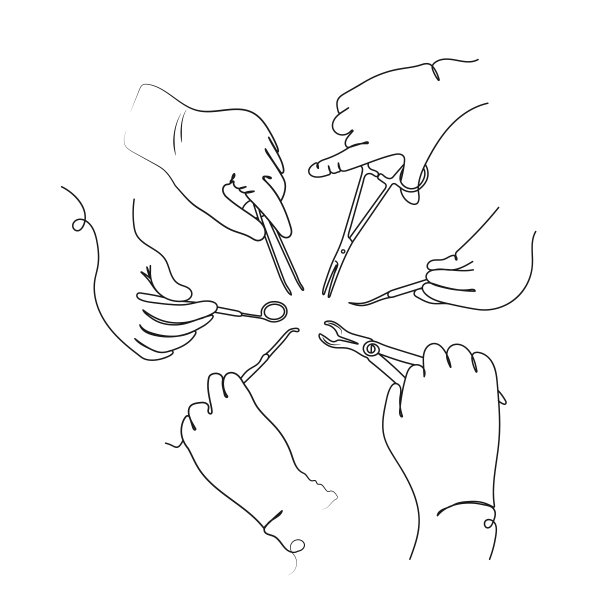 牙医戴着手套的手拿着牙科工具。图片下载